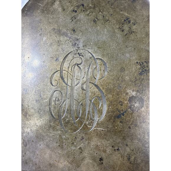 Alvin Sterling Silver Handheld Vanity Mirror Monogrammed Patina Antique USA - Picture 4 of 6